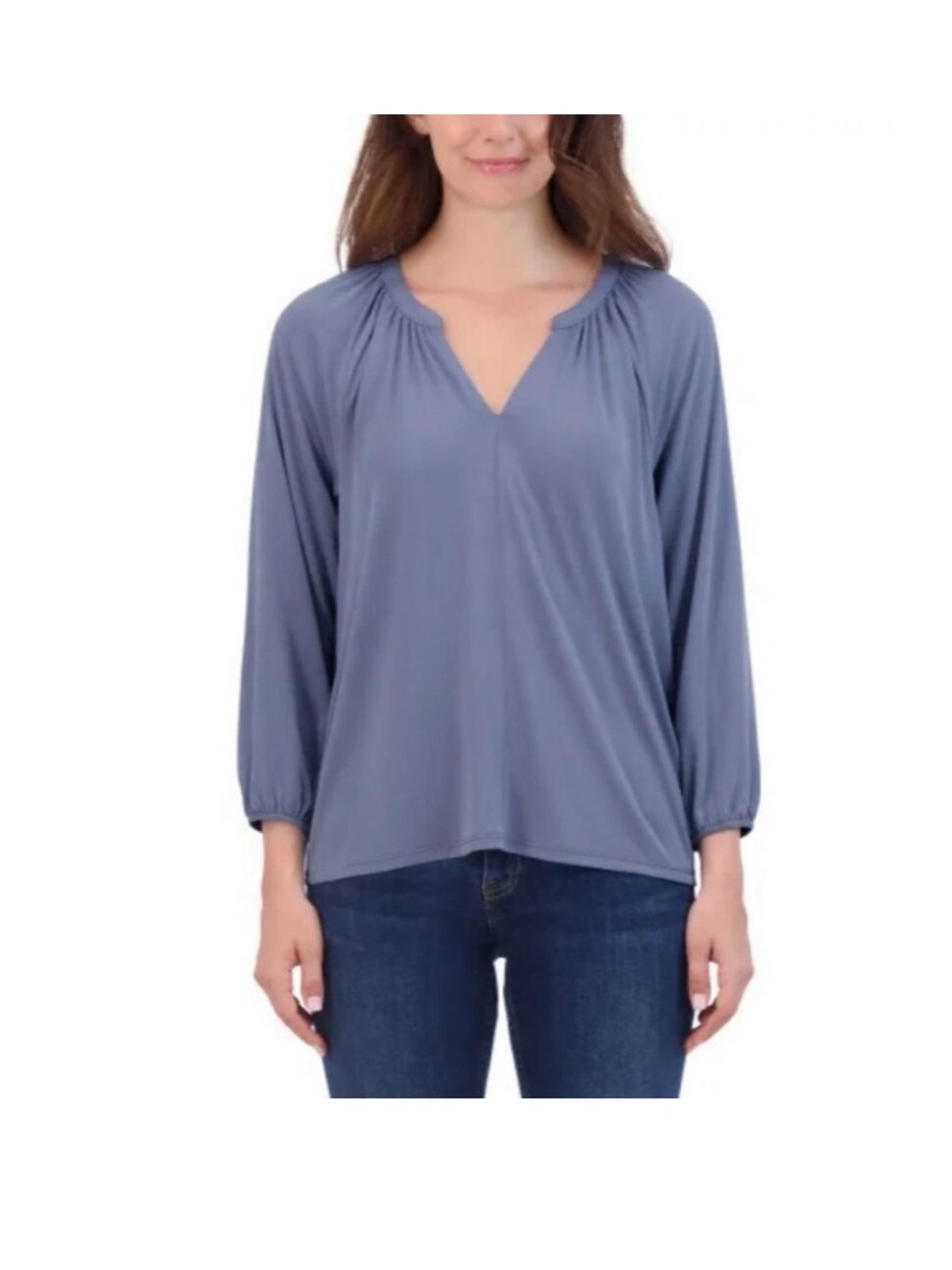 NWT Lucky Brand Women's 3/4 Sleeve Sandwash Top, Blue